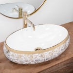 Накладной умывальник Rea Meryl White/Gold